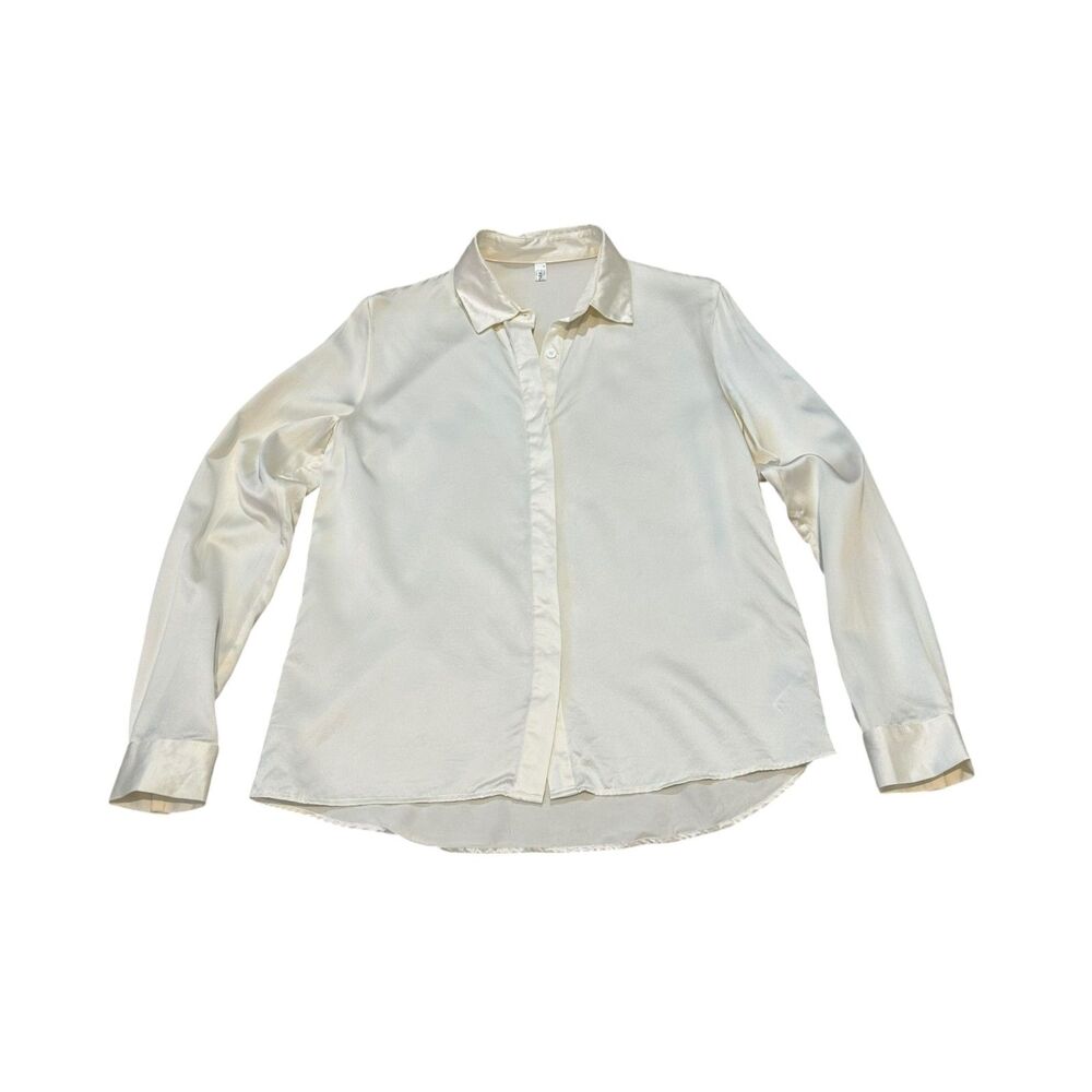 Lilysilk Basic Concealed Placket Silk Shirt in Cream Size S